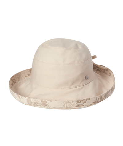 Women Linen Summer Hat Rolled Brim off White Wide Upturned 